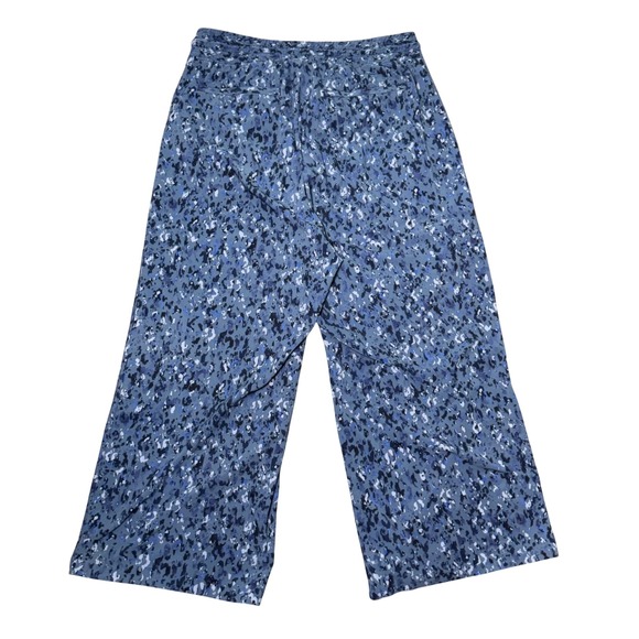 Athleta Avenue Wide Leg Crop Pants Blue Zip Pockets Drawstring Women's Size 12 - Picture 3 of 8